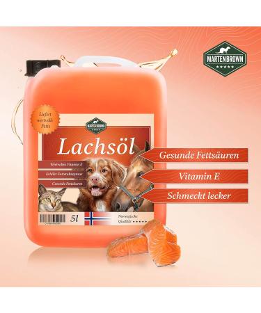 Martenbrown 5L Norwegian Premium Salmon Oil for Dogs Horses & Cats | High-Quality Fish Oil for Dry & Canned Food | BARF Oil 1-Pack - Buy Online on GoSupps.com