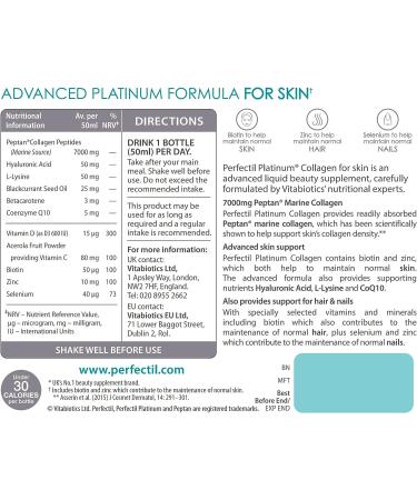 Vitabiotics Platinum Collagen Skin Drink - 10 x 50ml | Perfectil Skincare - Buy Online on GoSupps.com