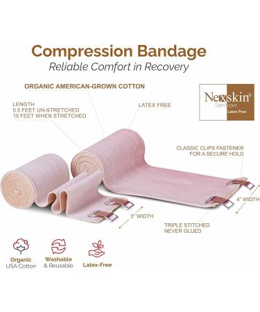 Premium Elastic Bandage Wrap Set - Latex Free Medical Compression Bandages | Washable & Reusable USA Cotton | Nexskin Hook & Loop Fasteners - Buy Online on GoSupps.com