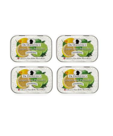 DOOLITTLE Dr Sugar Free Soft Fruit Pastilles for Voice and Throat Lemon Lime Flavor 2.12 Ounce Tin Approximately 25 Count Package 4 Pack