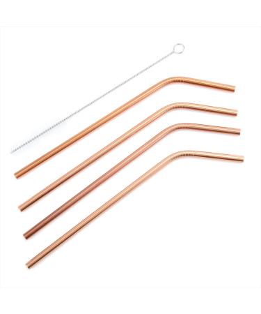 Old Dutch 1405 Drinking Straws with Cleaning Brush, Copper/Stainless Steel, 8.25x0.25x0.125