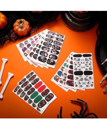Skull Full Wrap Nail Stickers - 168 Pieces Gothic Art 3D Self Adhesive Decals with Nail File - Skeleton Style - Buy Online on GoSupps.com