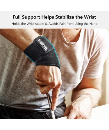 Freetoo 2-Pack Wrist Bandages for Men & Women - Support for Tendonitis & Carpal Tunnel | Ideal for Strength Sports | Black - Buy Online on GoSupps.com