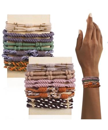 20 Pcs Boho Hair Ties for Women, 5 Styles Cute Hair Tie Bracelet for Thick Hair/Pony Tails, 10 Colors No Damage Hair Elastics