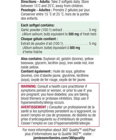 Jamieson Odourless Garlic 500mg 300 Softgels - Buy Online on GoSupps.com