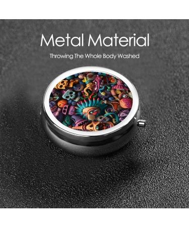 Colorful Mini Portable Metal Pill Box - Round 3-Compartment Design for Travel | Ideal for Small Pills - Black - Buy Online on GoSupps.com