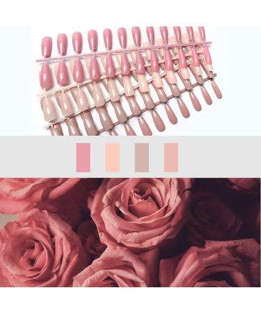 Laza 96 PCs Colorful Fake Nails - Long Ballet Ballerina Full Cover UV Coat Acrylic Nails in Lotus Pink & Nude - International Shipping Available - Buy Online on GoSupps.com