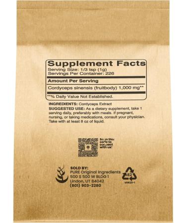 Pure Cordyceps 8oz Herbal Supplement | Non-GMO, Gluten-Free, Lab-Verified | Traditional Ingredients | 1 Pack of 8 Ounce - Buy Online on GoSupps.com