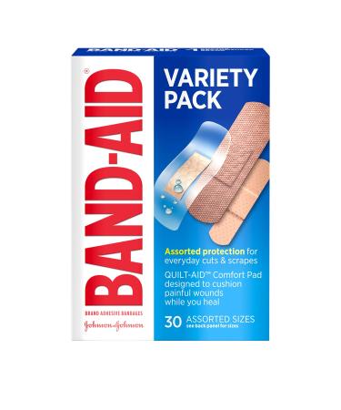 Band-Aid Brand Adhesive Bandage Family Variety Pack  Clear  Tough  and Sport Bandages  Assorted Sizes  30 ct 30 Count (Pack of 1) Assorted
