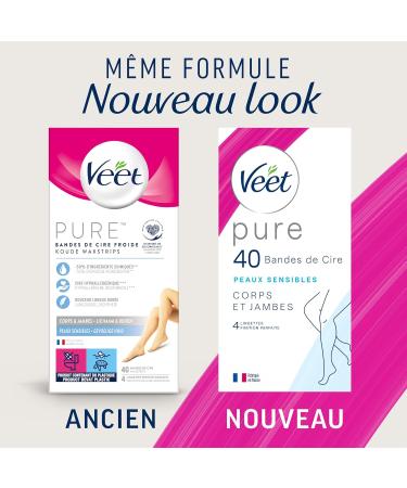 Veet Pure 40 Cold Wax Strips for Body and Legs - Sensitive Skin - Recommended by Dermatologists - Long-Lasting Hair Removal - Buy Online on GoSupps.com