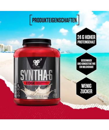 BSN Nutrition Syntha 6 Edge Protein Powder - Low-Carb Low-Sugar Whey Protein Shake with BCAAs - Cookies & Cream - 48 Servings 1.87 kg - Muscle Gain Supplement - Buy Online on GoSupps.com