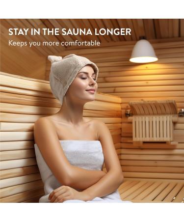 JEMIDI Cotton Sauna Hat - Soft Beige Unisex Headgear for Men & Women - Perfect Sauna Cap - Buy Online on GoSupps.com