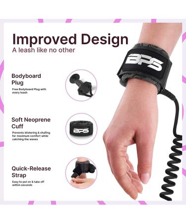 BPS New Zealand 'Storm' Pro Bodyboard Leash - Premium Coiled Surf Wrist Leash - Buy Online on GoSupps.com