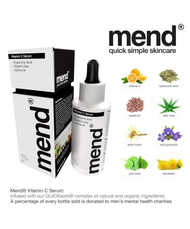Buy Mend Vitamin C Serum 50ml - Fast-Absorbing Anti-Aging Skincare | Vegan & Organic | Luxury Gift Box | 5% Hyaluronic Acid for Men & Women - Buy Online on GoSupps.com