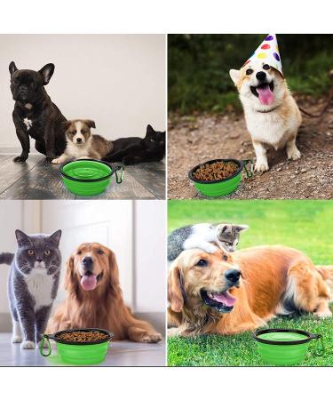Buy Collaborative Dog Bowl & Collapsible Water Bowl for Cats & Dogs - Portable 350ml Green Bowl with Carabiner - Buy Online on GoSupps.com