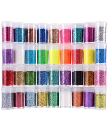 36 Colors Glitter Set, Fine Glitter for Resin, Arts and Craft Supplies Glitter, Cosmetic Glitter for Body Nail Face Hair Eyeshadow Lip Gloss Makeup, Festival Glitter for Decoration