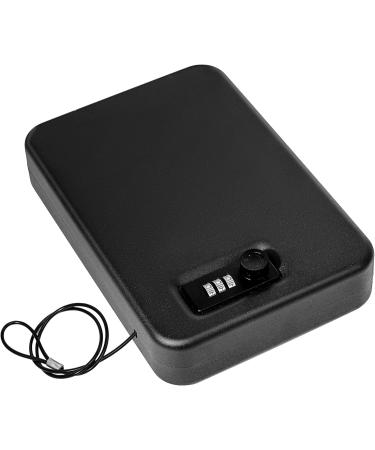 Sgorlds Gun Safe for Pistol Portable Handgun Lock Box with Combination Lock And Pistol Safe for Car And Home And Travel - Black - Buy Online on GoSupps.com