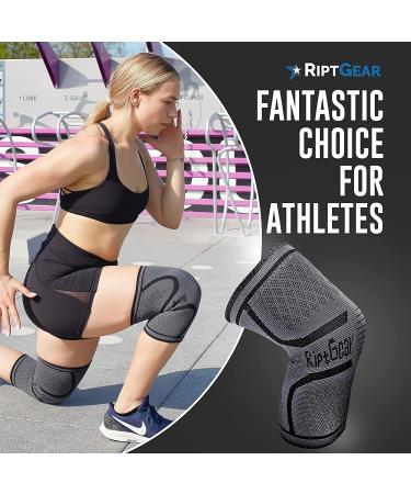 RiptGear Knee Compression Sleeve for Arthritis, Meniscus Tear, Running & Walking Support for Women and Men Medium Gray (1 Pack) - Buy Online on GoSupps.com