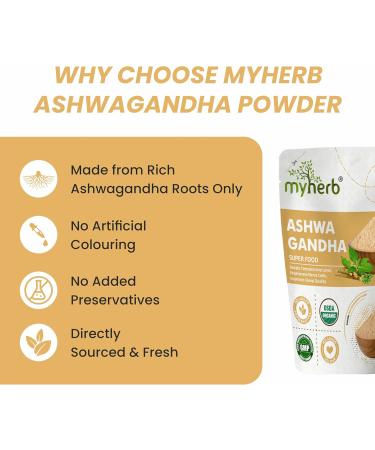 Jwalia Herbals MYHERB 100 Pure Natural Organic Ashwagandha Powder 227 Gm Withania Somnifera Ayurvedic formula Support for stressfree living for men and women 227 g Pack of 1 - Buy Online on GoSupps.com
