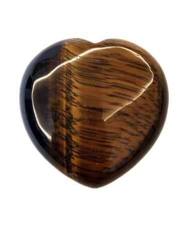 Manekieko Natural Tiger Eye Palm Worry Carved Heart Love Stone 40mm Crystals and Healing Stones