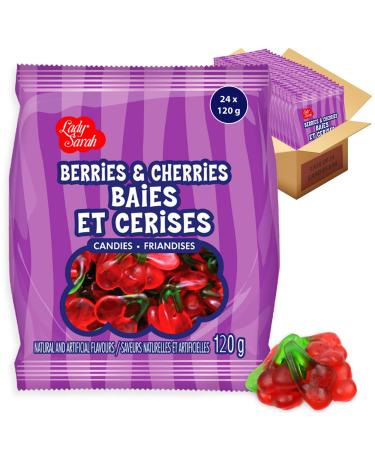 Gummy Candy Bag - Berries and Cherries Bulk Candy| Smart Choice from Lady Sarah Variety Sweets - Canada's Top Gummies Candy - 2.8 kg (24 Candy Bags x 120g) Berries & Cherries Gummy Candy 2.8kg (24 x 120g)