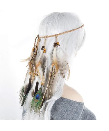 Buy Indian Headband | Czemo Boho Feather & Tassel Hairband for Women Hippie Peacock Style - Buy Online on GoSupps.com