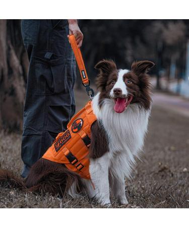 Oneigris Bolt Short Guide Dog Leash 30cm | Reflective Nylon Tiger Tooth Clip Soft Upholstery | Ideal for Medium & Large Dogs | Orange - Buy Online on GoSupps.com
