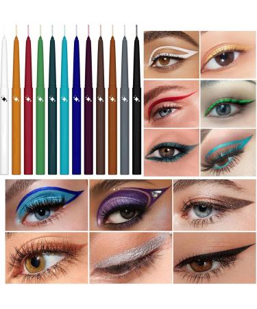 Eye Liner Pens 12 Colors Eye Shadow Pencils | Waterproof Eye Liners Professional Eye Makeup Set Long Lasting and Sweatproof Makeup Colors - Buy Online on GoSupps.com