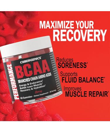 Cybergenics BCAA Gummies Energy Chews with Electrolytes Branched Chain Amino Acids Build Lean Muscle and Boost Endurance 60 Gummies - Berry - Buy Online on GoSupps.com
