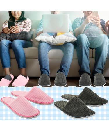 10 Pairs Disposable Home Slippers for Guests - Soft Washable Cotton Linen Spa Slippers Non-Slip & Breathable for Indoor Travel & Parties (Pink Gray - Buy Online on GoSupps.com