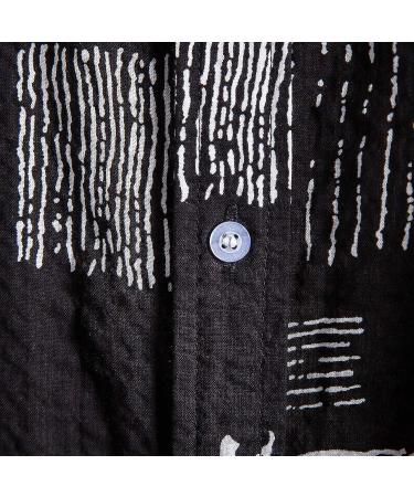 Vintage Men's Summer Button Down Bowling Shirt - Ethnic Print - Black - 3X-Large - Buy Online on GoSupps.com