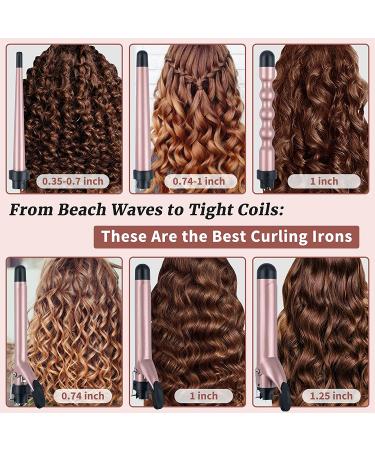 6 in 1 Curling Iron Set with Interchangeable Ceramic Barrels, LCD Temperature Display, Dual Voltage - Heats Up Quickly for Hair Crimping & Waving - Includes Glove & Clips - Buy Online on GoSupps.com