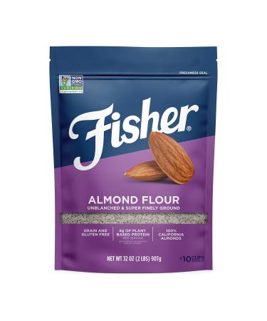 Fisher Almond Flour, 32 Ounces, Naturally Gluten Free, No Preservatives, Non-GMO, Keto, Paleo, Vegan Friendly, Unblanched, Super Finely Ground, natural