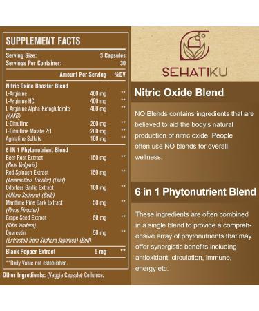 Buy Nitric Oxide Supplement 2255 MG | Heart & Circulation Booster | 6-in-1 Phytonutrient Blend | 90 Capsules - Buy Online on GoSupps.com