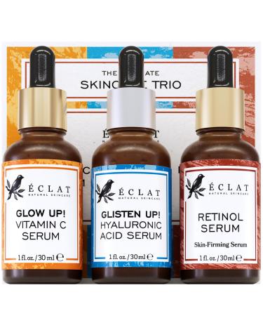 Eclat Skincare Face Serum Set Vitamin C Retinol Hyaluronic Acid for Hydration & Anti-Aging Brightening & Firming Facial Serums 3 Pack Face Care Set 3-Pack Vit C Retinol & HA | 3 Fl Oz