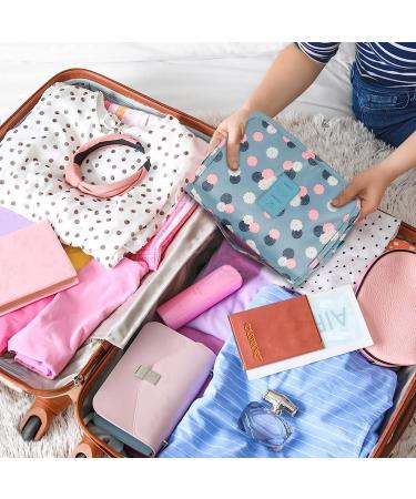 Waterproof Hanging Toiletry Bag | Portable Makeup Pouch with Handle and Hook - Blue | Travel Organizer for Women and Girls - Buy Online on GoSupps.com