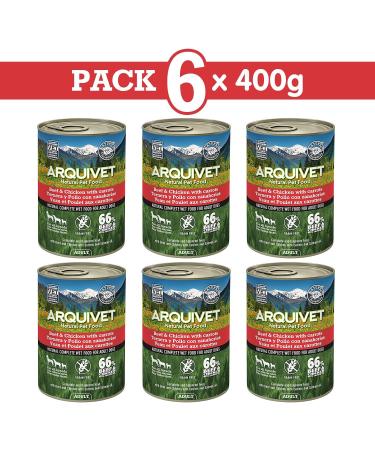 ARQUIVET Pack 6 units - Adult - Veal and Chicken with carrots and salmon oil - 400 g - Wet food for dogs - For adult dogs All Breeds - Buy Online on GoSupps.com