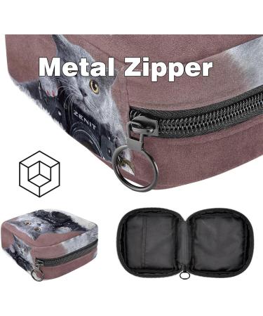 Menstrual Pad Bag with Zipper | Gray Cat Ladies Napkin Pouch | Tampon Collection Bag for Women & Girls - Shop Now! - Buy Online on GoSupps.com