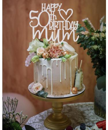Happy 50th birthday mum Cake Topper - 50th Birthday Cake Decoration Mother's Day Party Cake Topper Sliver Glitter 50 Cake Topper Hb 50th Mum-sliver - Buy Online on GoSupps.com