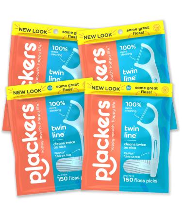 Plackers Twin-line Dental Floss Picks 150 pieces (4 pieces) Limited Edition - Buy Online on GoSupps.com