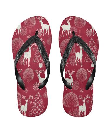 Mnsruu Christmas New Year Pine Tree with Ball Red Flip Flops for Hotel Spa Bedroom Travel XL for Men Women