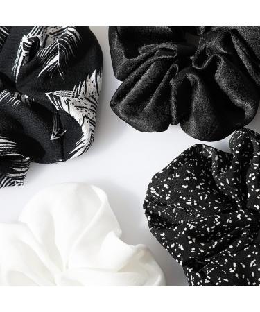Satin Oversized Hair Scrunchies 4pcs Set - Soft Silk Elastic Ponytail Holders in Light Coffee and Dark Brown - Hair Accessories for Women and Girls - Buy Online on GoSupps.com