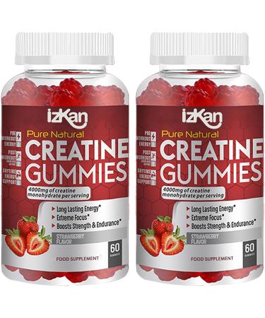 ProCreatine Monohydrate Gummies 4000mg - 60 Chewable Strawberry Flavoured Creatine | Pre Workout Supplement for Men & Women | Keto & Vegan Friendly - Buy Online on GoSupps.com
