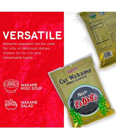 Shirakiku Cut Wakame Dried Seaweed - Organic Sea Kelp for Miso Soup, Ramen, Sushi - 16 oz Resealable Pack - Buy Online on GoSupps.com