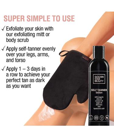 Organic Face Tanner Serum & Self Tanning Lotion Set with Mitt - Best Selling Self Tanners for Natural Sunkissed Glow - Buy Online on GoSupps.com