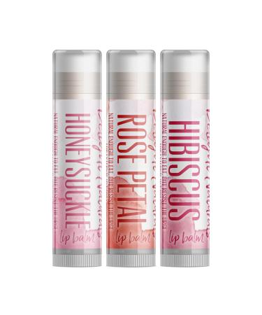 Delight Naturals Sweet Bouquet Lip Balm Set - Honeysuckle Rose Petal Hibiscus