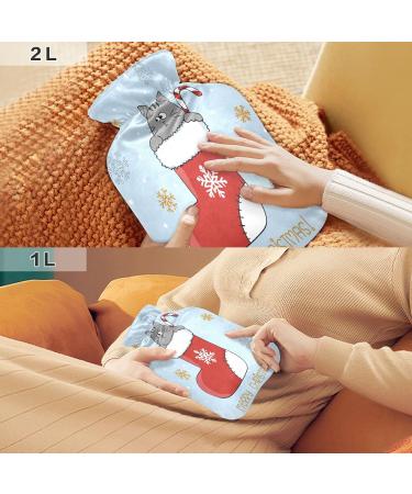 Hot Water Bottle with Soft Fleece Cover - 2 Litre Hot Water Bag for Warmth & Cold Therapy - International Shipping Available - Buy Online on GoSupps.com