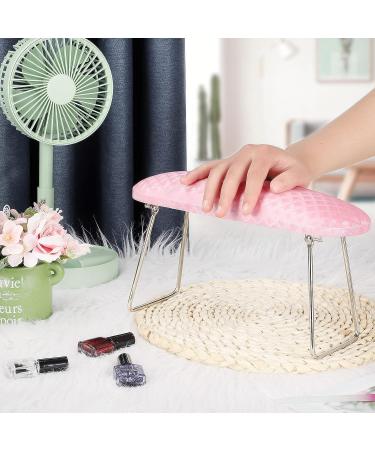 Nail Arm Rest Microfiber Leather Manicure Pillow with Stainless Steel Stand - Pink Nail Art Hand Pillow for Women and Girls - Buy Online on GoSupps.com