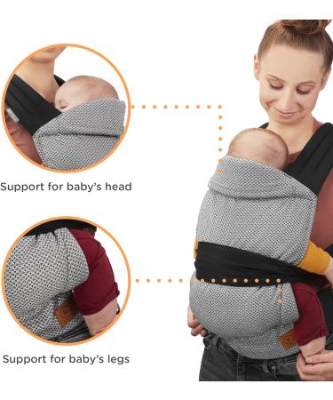 Kinderkraft Adoree Baby Carrier | Ergonomic Sling for Infants to Toddlers | 2 Carrying Positions | Adjustable Straps & Hood | Cotton Linen Viscose | Gray-Black - Buy Online on GoSupps.com