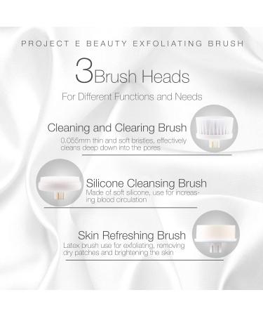 Project E Beauty Portable Electric Facial Brush - 360 Rotating Face Cleanser with 3 Exfoliating Brush Heads for Men & Women | International Shipping Available - Buy Online on GoSupps.com